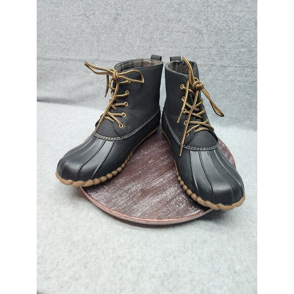 Henry Ferrera Duck Boots Waterproof Insulated Women's Size 9 Black & Brown - Picture 1 of 13